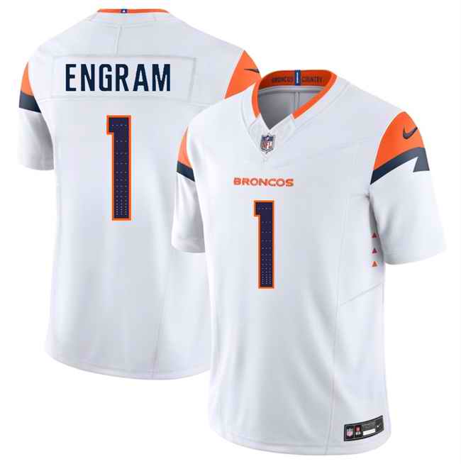 Men's Denver Broncos #1 Evan Engram White 2024 F.U.S.E. Vapor Limited Stitched Football Jersey